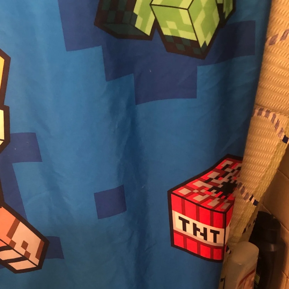 Minecraft Kids Costume Shower Curtain - Blue with TNT & Creeper